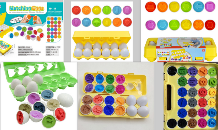 Matching Eggs Shape Sorter Toy with 12 Eggs and Carton
