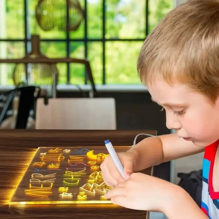 Harwelton™ Light-Up LED Dry Wipe Note Board with Folding Stand