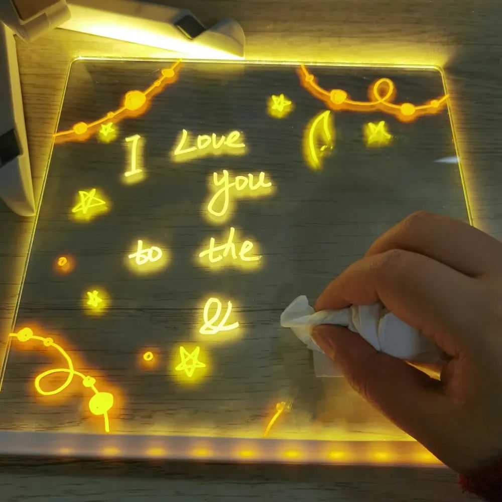 Harwelton™ Light-Up LED Dry Wipe Note Board with Folding Stand