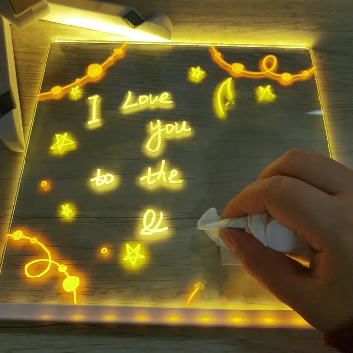 Harwelton™ Light-Up LED Dry Wipe Note Board with Folding Stand