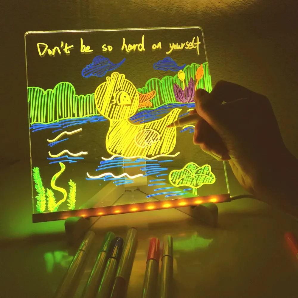 Harwelton™ Light-Up LED Dry Wipe Note Board with Folding Stand