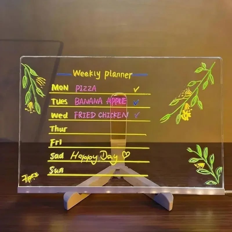 Harwelton™ Light-Up LED Dry Wipe Note Board with Folding Stand