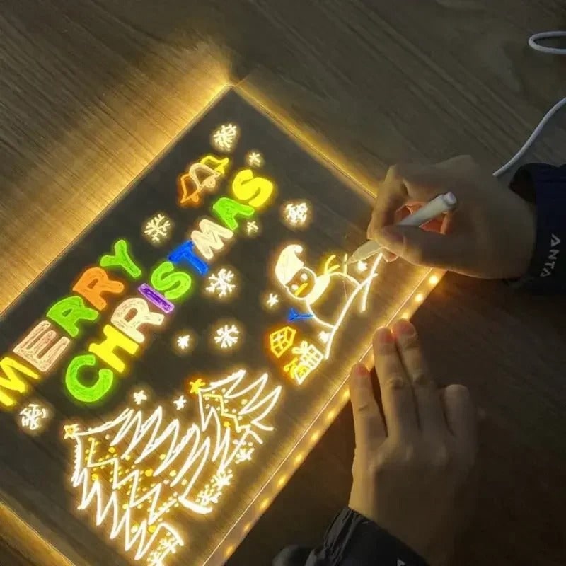 Harwelton™ Light-Up LED Dry Wipe Note Board with Folding Stand
