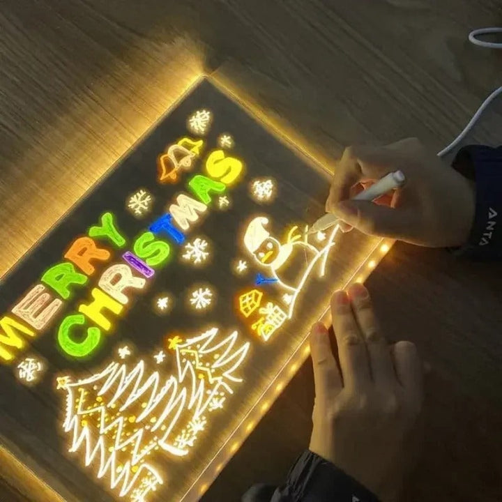 Harwelton™ Light-Up LED Dry Wipe Note Board with Folding Stand