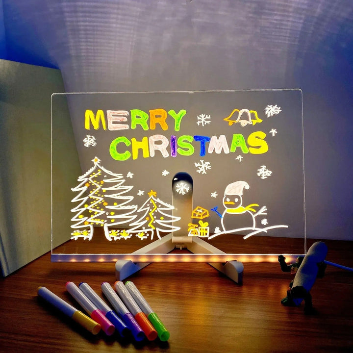 Harwelton™ Light-Up LED Dry Wipe Note Board with Folding Stand