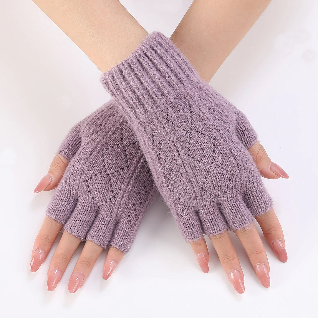 Soft Knit Fingerless Gloves with Ribbed Cuffs for Cosy Hands