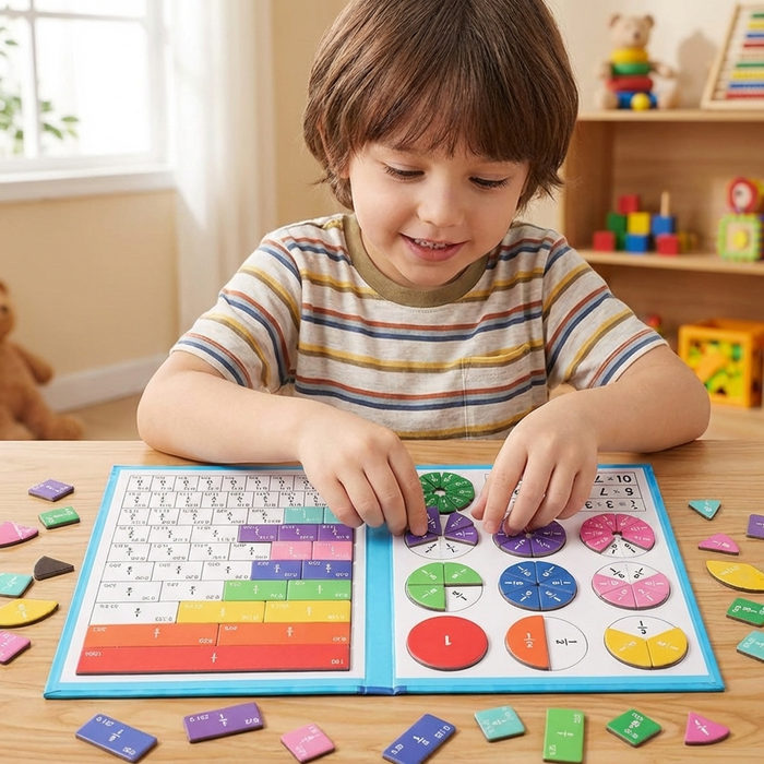 Harwelton™ Magnetic Fraction Tiles and Circles with Wipe-Clean Book
