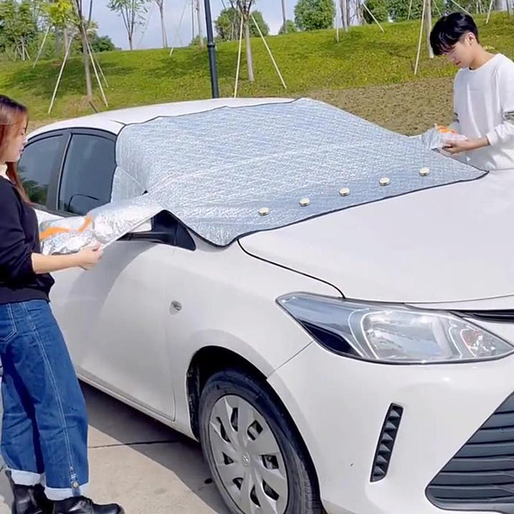 Magnetic Car Snow Cover in Aluminium Foil with Mirror Flaps