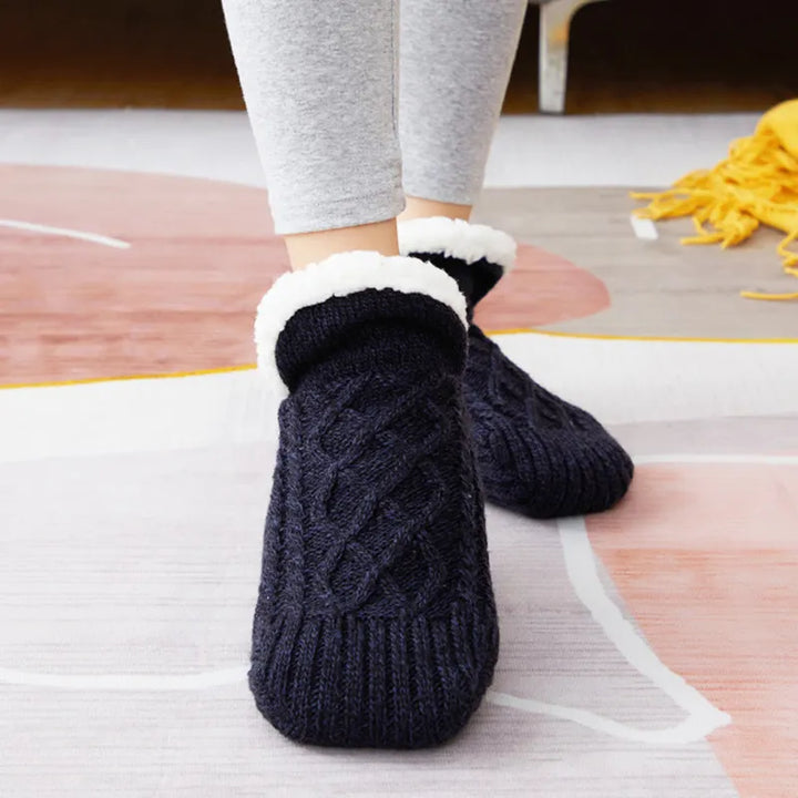 Knitted Cotton Winter Socks with Anti-Slip Soles