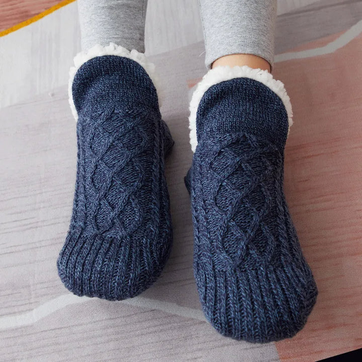 Knitted Cotton Winter Socks with Anti-Slip Soles