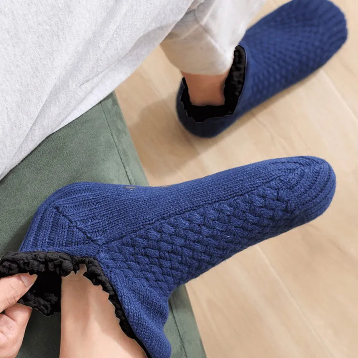 Knitted Cotton Winter Socks with Anti-Slip Soles