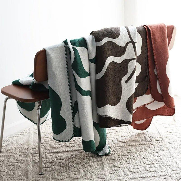 Boho Abstract Throw Blanket with Nordic-Style Design