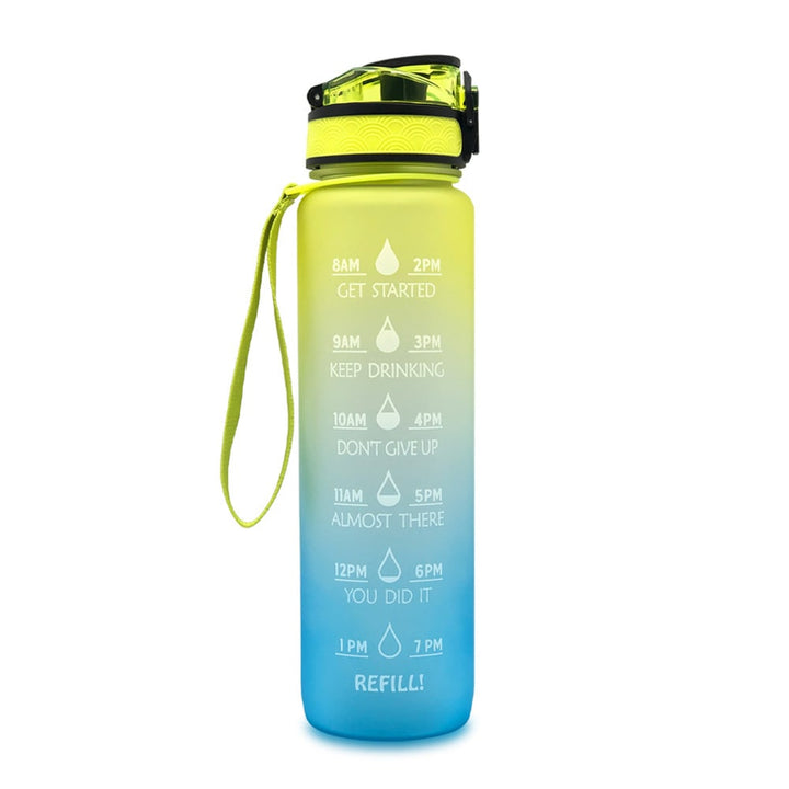 1 Litre Motivational Water Bottle with Time Markers and Fruit Infuser