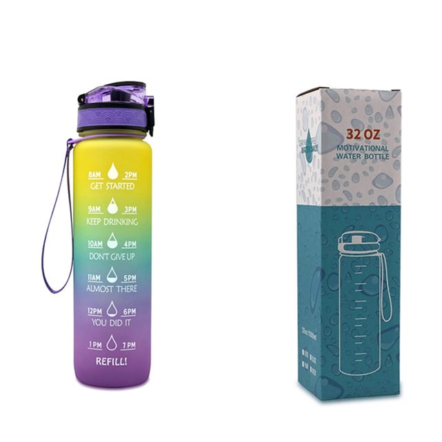 1 Litre Motivational Water Bottle with Time Markers and Fruit Infuser