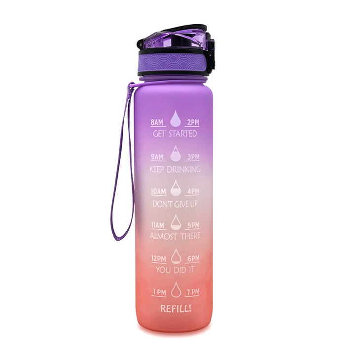 1 Litre Motivational Water Bottle with Time Markers and Fruit Infuser