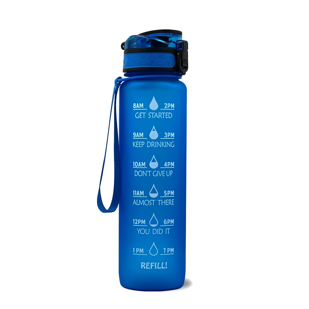 1 Litre Motivational Water Bottle with Time Markers and Fruit Infuser