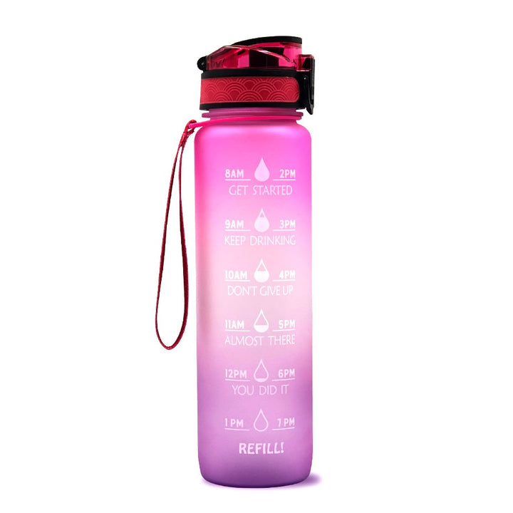 1 Litre Motivational Water Bottle with Time Markers and Fruit Infuser