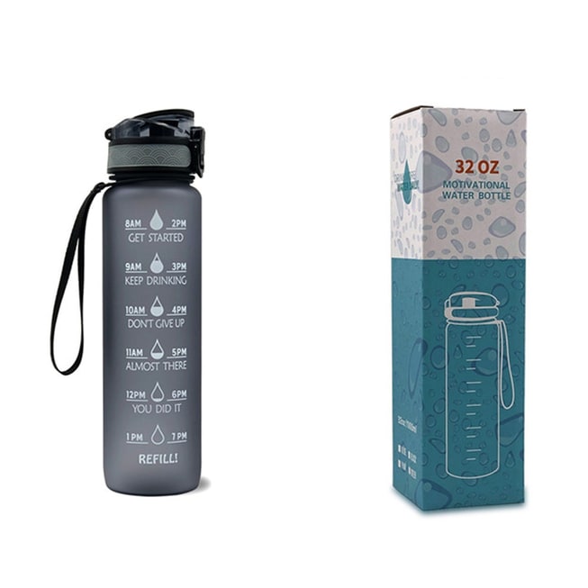 1 Litre Motivational Water Bottle with Time Markers and Fruit Infuser