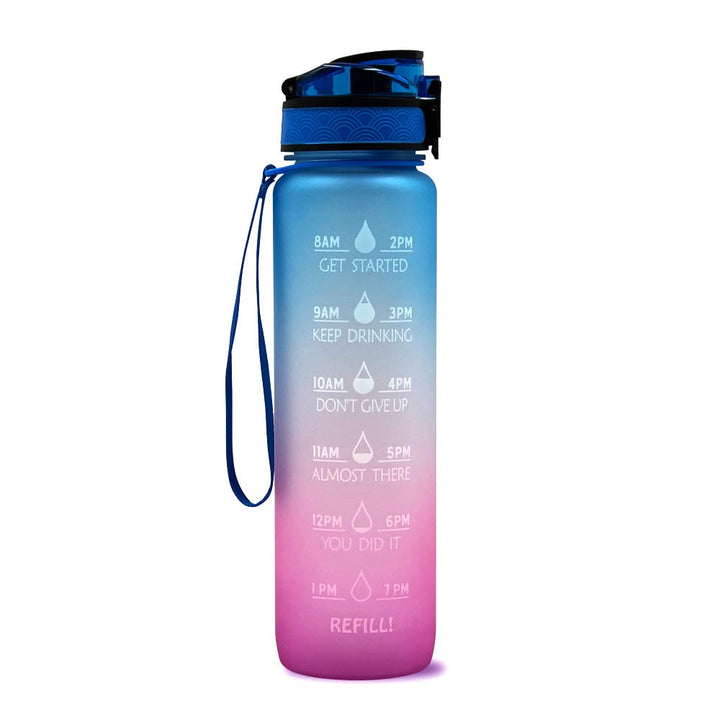 1 Litre Motivational Water Bottle with Time Markers and Fruit Infuser