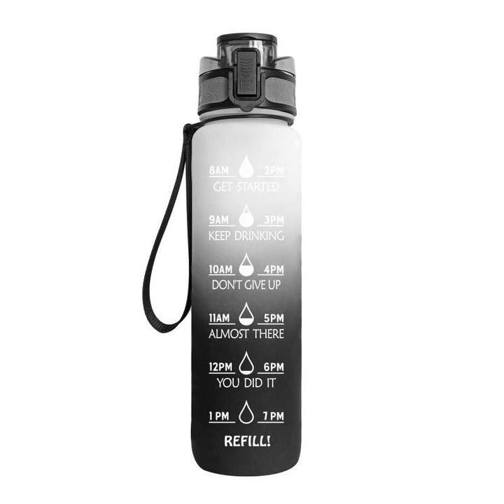 1 Litre Motivational Water Bottle with Time Markers and Fruit Infuser