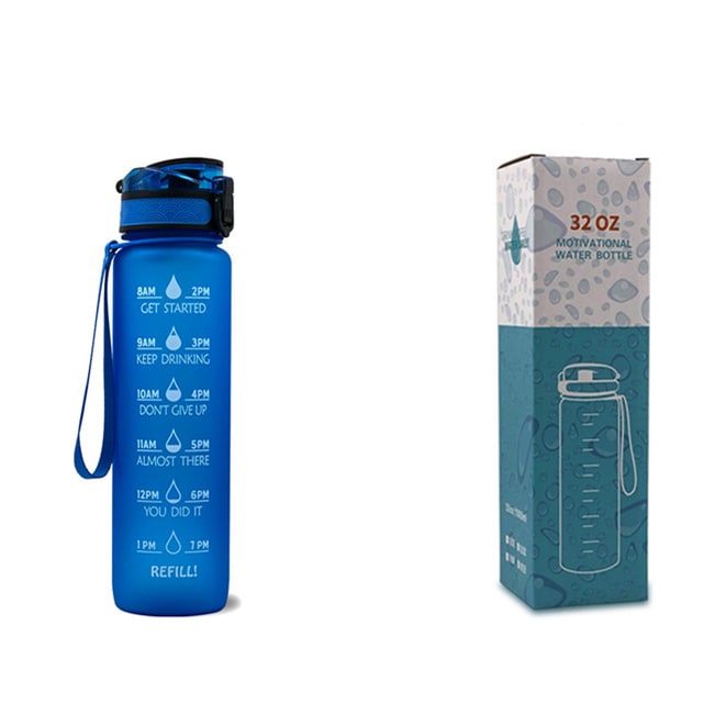 1 Litre Motivational Water Bottle with Time Markers and Fruit Infuser