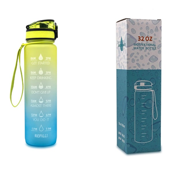 1 Litre Motivational Water Bottle with Time Markers and Fruit Infuser
