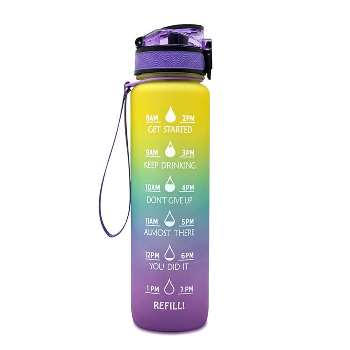 1 Litre Motivational Water Bottle with Time Markers and Fruit Infuser