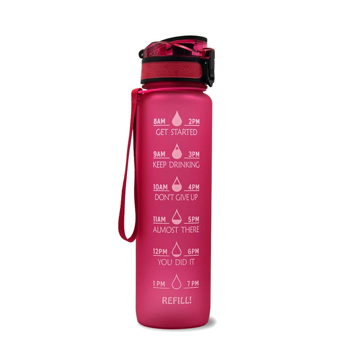 1 Litre Motivational Water Bottle with Time Markers and Fruit Infuser