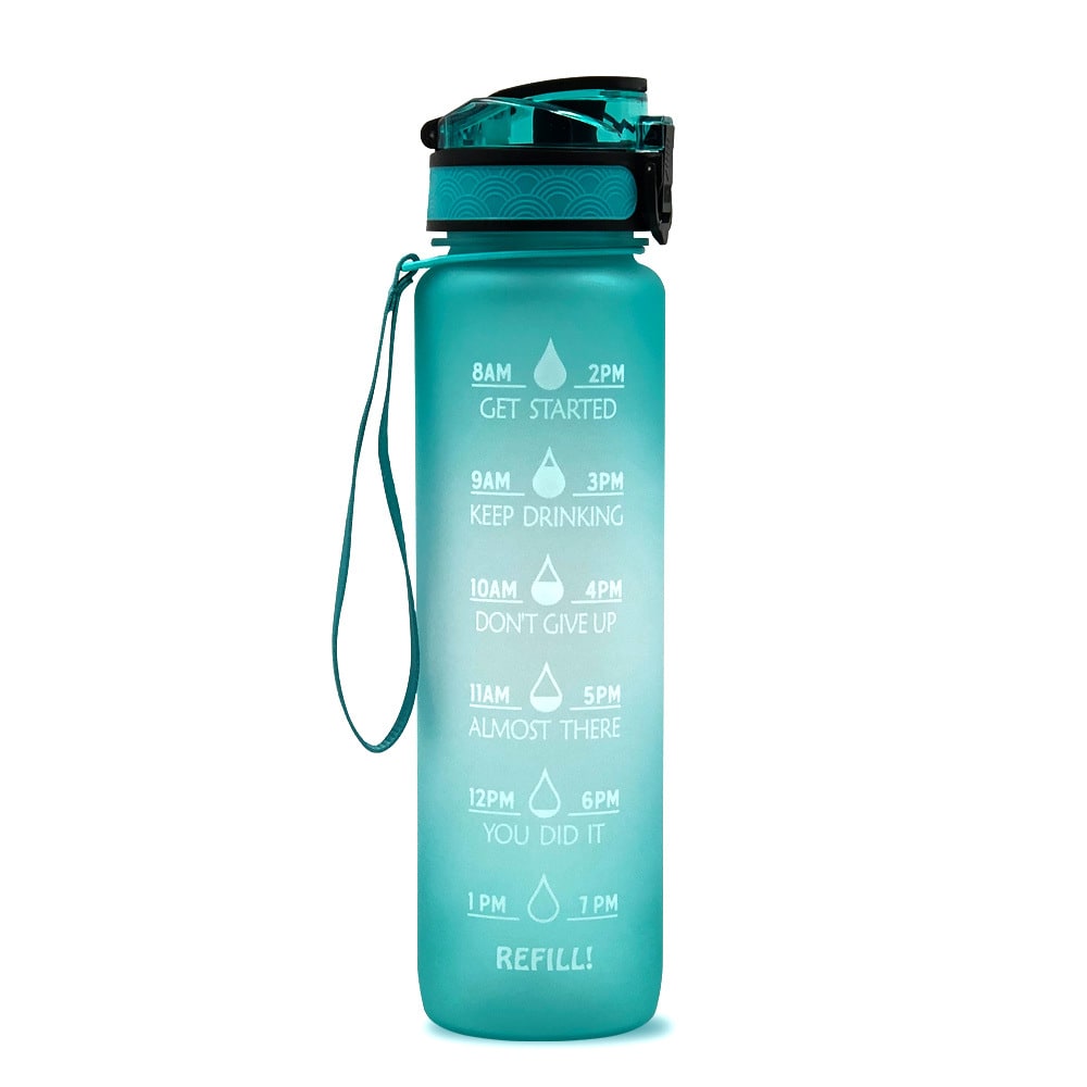 1 Litre Motivational Water Bottle with Time Markers and Fruit Infuser