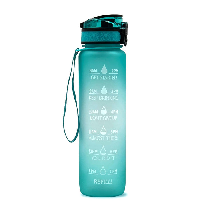 1 Litre Motivational Water Bottle with Time Markers and Fruit Infuser