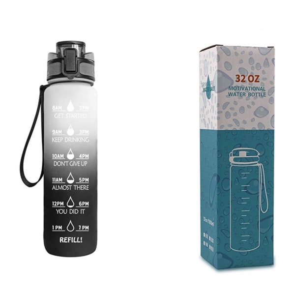 1 Litre Motivational Water Bottle with Time Markers and Fruit Infuser