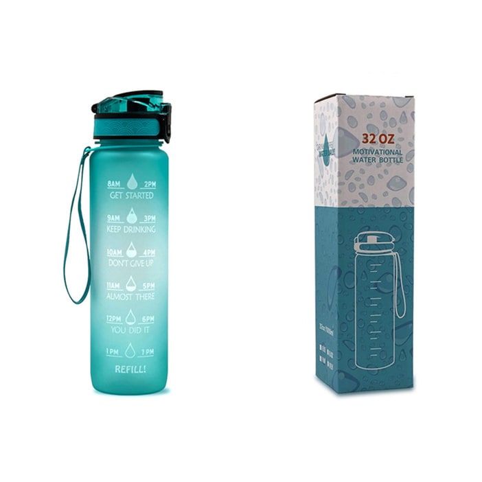 1 Litre Motivational Water Bottle with Time Markers and Fruit Infuser