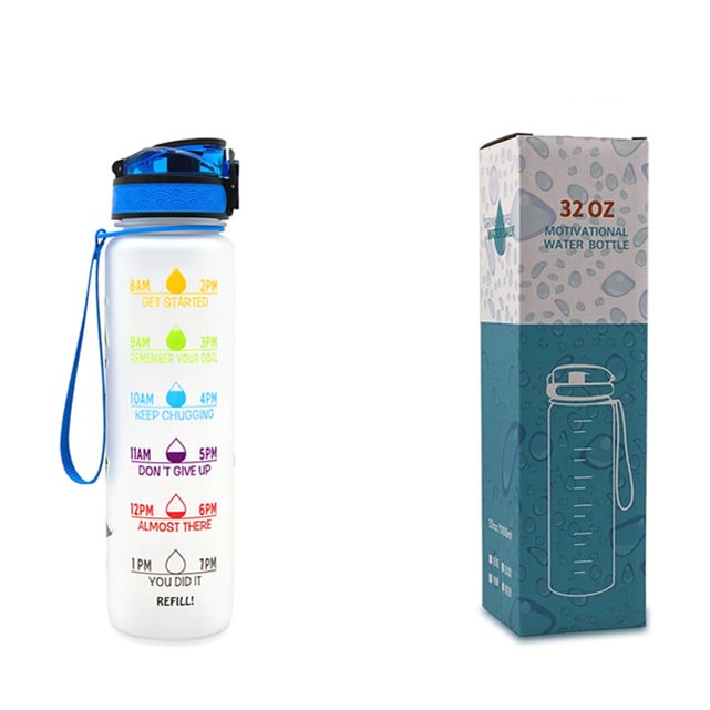 1 Litre Motivational Water Bottle with Time Markers and Fruit Infuser