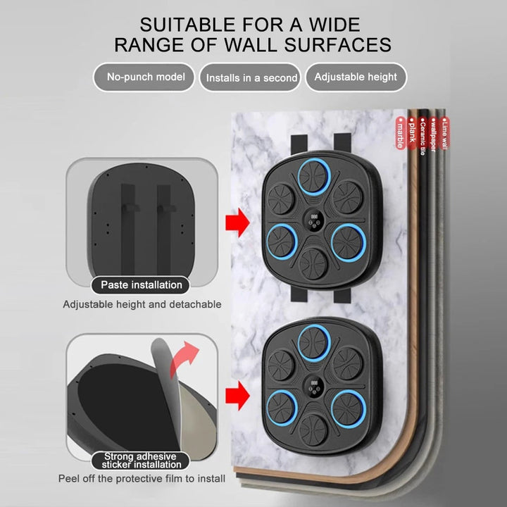 Harwelton™ Wall-Mounted Music Boxing Machine with 6 LED Pads