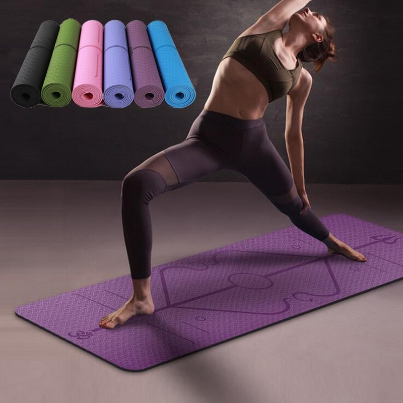 Harwelton™ Non-Slip 6mm TPE Yoga Mat with Body Alignment Lines