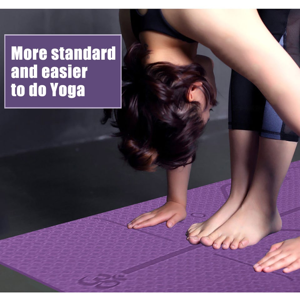 Harwelton™ Non-Slip 6mm TPE Yoga Mat with Body Alignment Lines