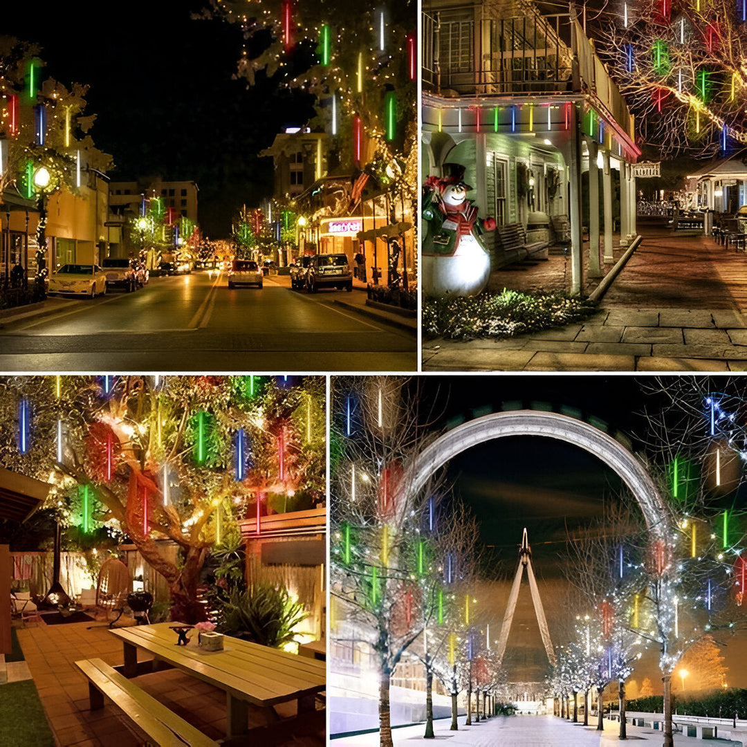 Falling Snow LED Garland Lights with Meteor Effect, Set of 8