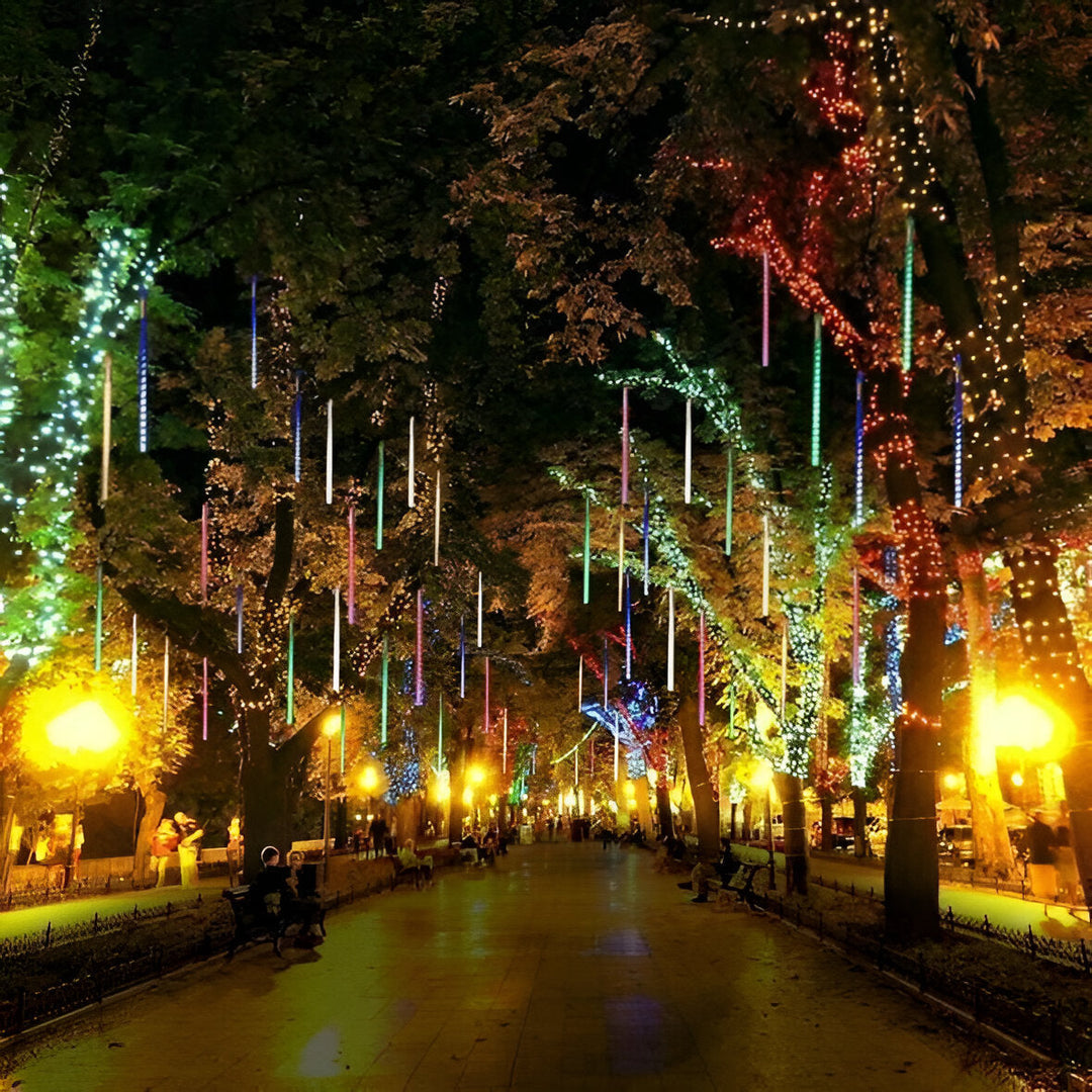 Falling Snow LED Garland Lights with Meteor Effect, Set of 8