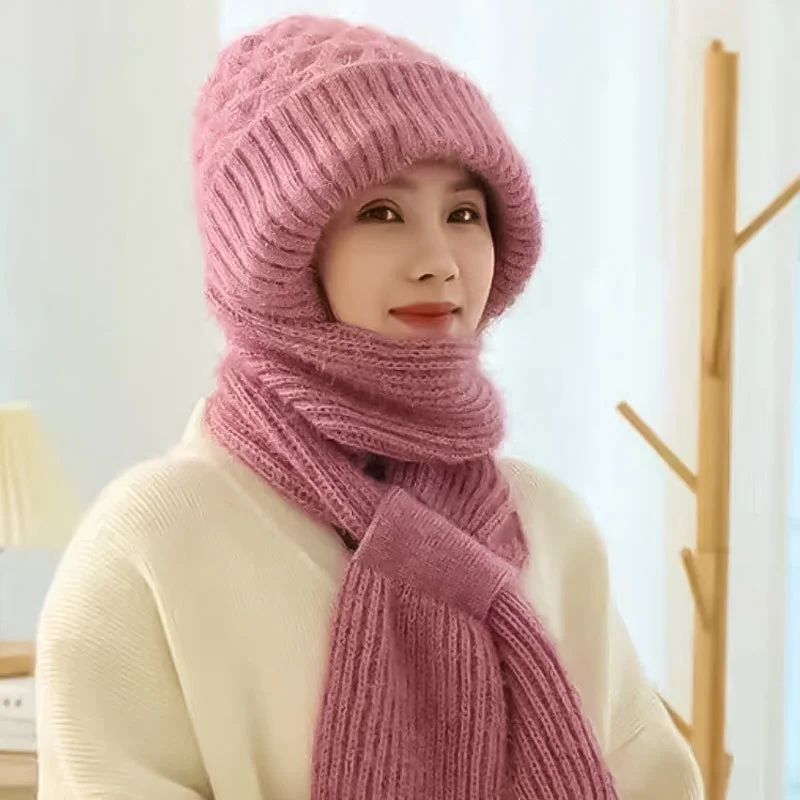 Women’s Winter Knit Hat Scarf – Windproof Ear Protection