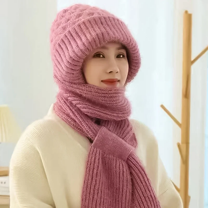 Women’s Winter Knit Hat Scarf – Windproof Ear Protection