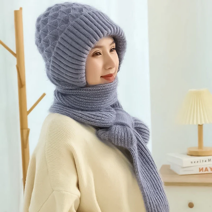 Women’s Winter Knit Hat Scarf – Windproof Ear Protection