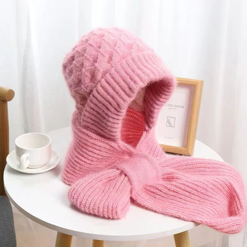 Women’s Winter Knit Hat Scarf – Windproof Ear Protection