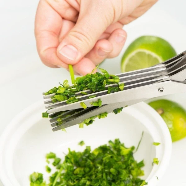 Harwelton™ 5-Blade Herb Scissors in Stainless Steel with Cleaning Comb