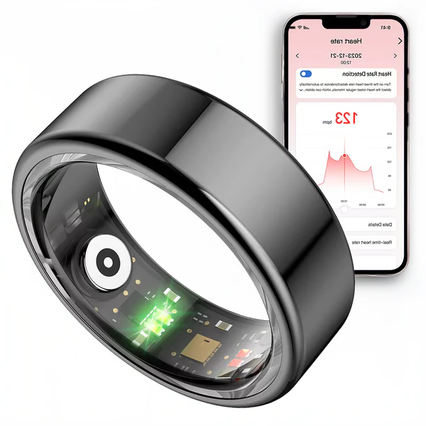 Stainless Steel Smart Ring with Sleep and Activity Tracking