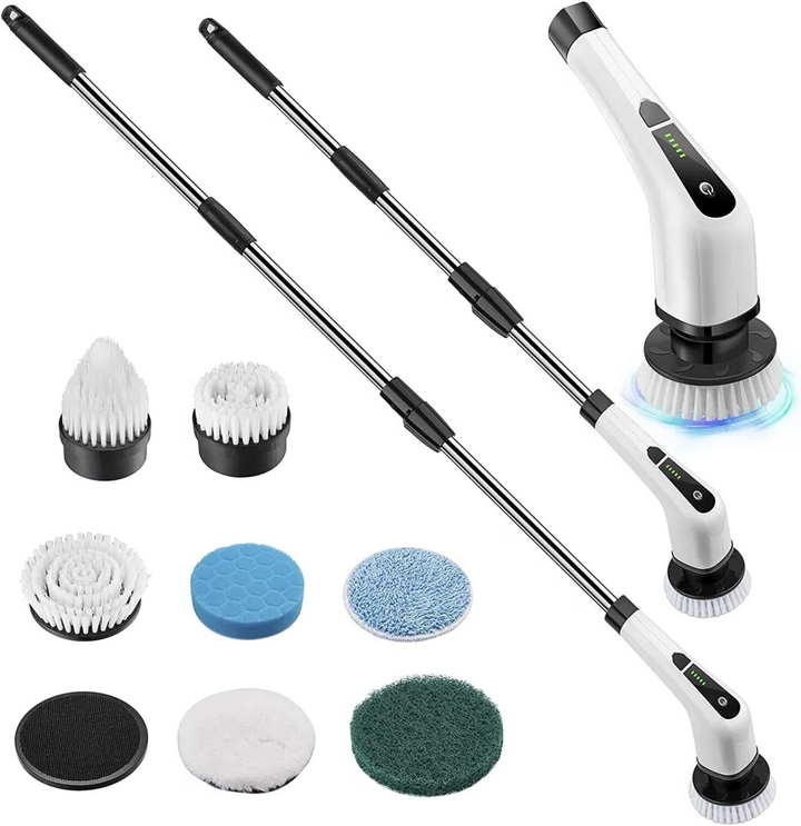 Cordless Electric Spin Scrubber with 7 Heads and Long Handle