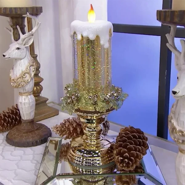 Harwelton™ Colour-Changing LED Christmas Candle with Swirling Glitter