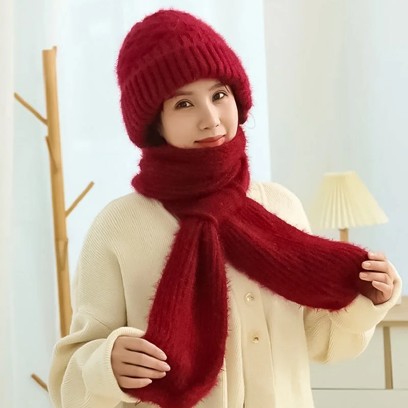 Women’s Winter Knit Hat Scarf – Windproof Ear Protection