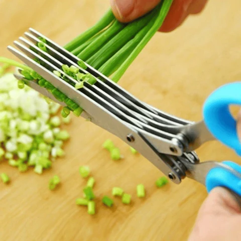 Harwelton™ 5-Blade Herb Scissors in Stainless Steel with Cleaning Comb