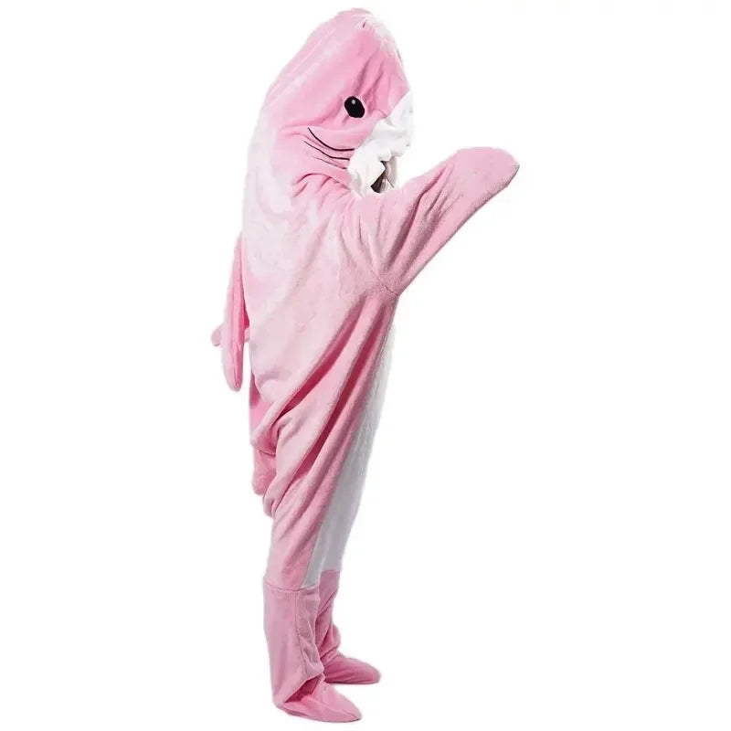Harwelton™ Soft Flannel Shark Hoodie Blanket with Leg Wrap