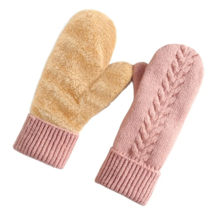 Harwelton™ Double-Layer Fleece-Lined Knitted Mittens with Fold Cuffs